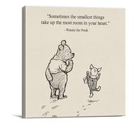 Dolimifa Classic Winnie the Pooh Wall Art Decor Retro Sometimes the Smallest Things Take up the Most Room Canvas Painting Pictures Framed Print Sign Artwork Ready to Hang (8x8 Inches)