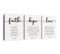 Dolimifa Inspirational Bible Verse Wall Decor Framed Love Hope Faith Quote Canvas Painting Pictures Set of 3 Modern Scripture Canvas Prints Artwork Ready to Hang Home Office Decor (12x15 Inch)