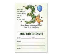 Dolimifa Winnie the Pooh 3rd Birthday Invitations, 20 Count With Envelopes, Green, Whimsical, 6 x 4 inch, Perfect for Family and Friends Birthdays