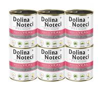 Dolina Noteci Premium Nutritious Wet Dog Food, Healthy Essential Nutrients & Unsaturated Fatty Acids, Gluten-Free, No Artificial Flavours - For Your Pup’s Happiness! (Veal With Green Peas, 6x800g)