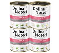 Dolina Noteci Premium Nutritious Wet Dog Food, Healthy Essential Nutrients & Unsaturated Fatty Acids, Gluten-Free, No Artificial Flavours - For Your Pup’s Happiness! (Veal With Green Peas, 4x800g)