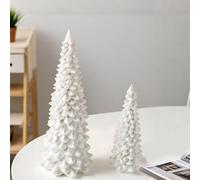 dolitify 2Pcs Christmas Tree Decoration Figurines, Resin Desktop Mini Small Tabletop Ornaments Holiday Fireplace Home Decor Gifts (White)