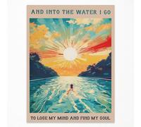 DOLJKCS Abstract Ocean Painting Wall Art Sunrise Sunset landscape Poster Into The Water I Go To Lose My Mind And Find My Soul Canvas Prints 12x16 Inch Unframed Inspirational Gift