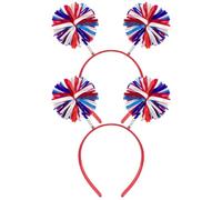 Dolkoic Red Blue White Pom Pom Headband for 4th of July Halloween