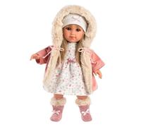 Llorens Elena With Flower Dresscoat With Hat And Fur Socks Baby Doll 35 Cm Pink