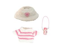 Doll Accessories, Pink Sweater and Hat Set with Bottle for 17cm Dolls, Cute Doll Clothes for Girls, Gift for Birthday and Holidays, Dress to Impress Dolls