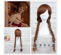 Doll Annabelle Cosplay Wig 65Cm Brown Straight Synthetic Hair Perucas Cosplay Wig The Conjuring Cosplay Girl Headwear Halloween