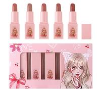 Doll Beauty Lipstick Five Lipstick Sets Cosmetics Velvet Not Easy To Fade Lipstick Mini Pink Set Box Lipstick Long Lasting Lip Balm Peach Lipstick