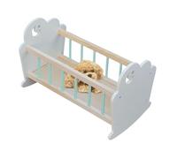 Doll Bed - Miniature Wooden Sleeping Furniture With Realistic Crib Design | Sturdy Frame For Doll House Nursery Setup, Pretend Parenting Role Play Activity For Girls Boys Im