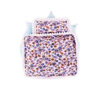 Doll Bedding Set, Mini Bed for 17cm Doll, Cute Miniature Crib, Doll Bed with Pillow and Blanket, Doll House Furniture, Cozy Doll Bedroom Accessories