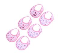Doll Bib 6Pcs Pink Cloth Reusable Adjustable Tape for 18 Inch Dolls | Baby Dolls Accessories, Washable Feeding Pieces, 13.5x12x0.2cm, for Little Boy Girl and Girls