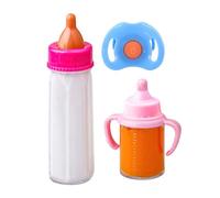 Doll Bottle Set - 3pcs Milk Nursing Bottle Magic Feeding Bottle | Flexible Doll Feeding Toy Set - Multifunctional Pretend Play Feeding Toy Set with Pacifier for Boys & Girls