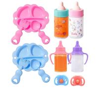 Doll Bottle Set - Pretend Accessories | Magic Disappearing Milk Juice Bottles, Feeding Toy Kit, Tableware Play Set, Nursery Kindergarten Gift For Boys Girls Role Play Learning Fun Activity