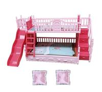 Doll Bunk Bed 1Set with Ladder & Two Little Pillows Cute DIY Doll House Accessories and Furniture Plastic Artificial Bunk Bed Mini Furniture for Kids