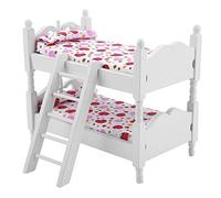 Doll Bunk Bed Doll Bunk Bed Little Button 1:12 Dollhouse Mini Furniture Kids Bedroom Model Bunk Bed Toy(pink strawberry)