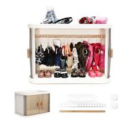 Doll Closet Wardrobe for Labubu Clothes and Accessories with Sliding Doors, Doll Clothes Storage Organizer for 17cm 15cm Dolls Includes 10 Mini Metal Hangers and Wooden Rod