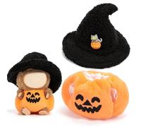 Doll Clothes, 2-Piece Halloween Pumpkin Witch Costume Set for 17cm / 6.7inch Dolls, Black and Orange Outfit Dress Up Clothing Set Dolls Accessories ( Not Include Doll )