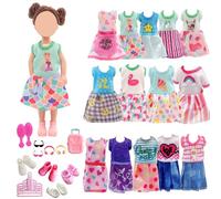 Doll Clothes and Accessories for Chelsea Dolls, 29 Pcs 6 Inch Doll Clothes Including 14 Fanshion Dress,5 Hangers,4 Shoes,2 Glasses, 2 Comb,1 Luggage 1 Earphone