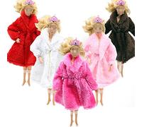 Doll Clothes and Accessories, Lance Home 5Pcs Fashion Winter Autumn Plush Coat Winter Clothes + 10 Pairs Handmade Shoes for 11.5" Doll Outfits Xmas Gift, Random Styles