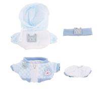 Doll Clothes and Accessories Set, 4-Piece Blue Outfit Accessories with Jacket, Hoodie, Pants & Headwear Cool Cute Fashion Clothing Kit for Plush Dolls (No Doll)