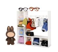 Doll Clothes Closet/Wardrobe Large Plus 10 Hangers, Doll Accessories Display Box, Clothes Storage for Figures, Portable Storage for Fashion Doll Clothes, Gift (White)