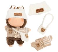 Doll Clothes Compatible with 17cm doll, 3 Piece Knitted Outfit for 17cm/6.7in Doll, Stylish Dress Up Clothing Set Cute Dolls Accessories, Not Include Doll (White)