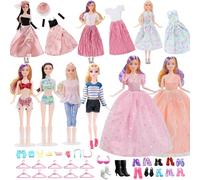 Doll Clothes Compatible with Barbie Dolls, Including 5 Fashion Dresses Party Dresses 4 Tops Pants 2 Bikini 12 Pair of Shoes 10 Hangers in Random for 11.5 inch Girl Dolls (Dolls Not Included)