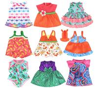 Doll Clothes Dress for 10-12 Inch 25-30cm Baby Dolls, 9-pack Soft Doll Outfits with Hat (Not Include Doll)