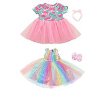 Doll Clothes Dress For 14-18 Inch Baby Dolls,Guador 2-Packs Baby Born Clothes,Suitable for dolls between 35-45cm Baby Doll Clothes,Flamingo Set And Rainbow Skirt Girl's Gift (No Doll)