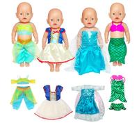 Doll Clothes for 12-18 Inch Dolls, 4 Pcs Princess Costume Dress Set with Cartoon Character Elements for 30-45 cm Sweet Doll Clothe, New Doll Clothes Girls Birthday Gift