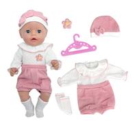 Doll Clothes for 14-17 Inch Baby Dolls, Knitted Outfits Baby Doll Clothes with Hat Jumpsuit Socks Floral Brooch Hanger Baby Doll Accessories for 35-43cm NewBorn Baby Dolls Birthday Gift for Girls Kids