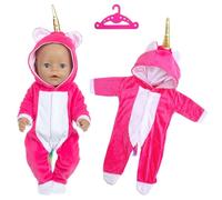 Doll Clothes for 14-18 Inch Baby Dolls, Baby Doll Clothes Outfits Overall 35-45 cm with Hhanger and Jumpsuit Baby Doll Accessories for Girls Kids Friends Birthday Easter Gifts (Rose Pink)