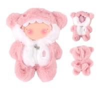 Doll Clothes for 17cm Plush Dolls, Cute Pink Shark Plush Toy Dolls Clothes Jumpsuit Set, Doll Outfits Decorative DIY Cosplay Boy and Girl for Dress Up Gifts (Cloth Only)