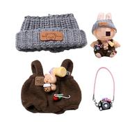 Doll Clothes for Labubu Clothes, 17cm/15cm Dolls Outfit Set , Hat & Camera Set for Labubu Cloth, Doll Outfit Stylish Clothes Suitable Accessories (brown)