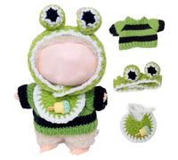 Doll Clothes, Frog Doll Accessories, Cute Plush Soft Cotton Knit Outfit, for 6.69 Inch Stuffed Animals Plush Toys, Kawaii Frog Costume with Hat (Green)