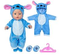 Doll Clothes Outfits Overalls for 14-17 Inch Baby Dolls, Doll Clothes with Hanger Socks, Blue Doll Clothes for 35-45 cm New Baby Dolls Girls Birthday Gifts