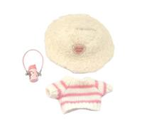 AWHAO Doll Clothes Pendant Doll Clothing Outfits Set Decorative Causal Cute Soft Party Mini Knit Striped Sweater with Small Kettle, Pink