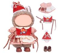Doll Clothes Set, 17 cm, Adorable Outfits for Dolls, Stylish Accessories, Clothes, Interchangeable Clothing Collections, Includes Glasses + Blouse + Skirt + Shoes (Style F)