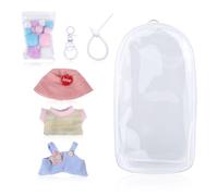 Doll Clothes Set, 6.7 Inch Doll Outfits Accessories Clear Box Figure Display Case Bag Hat T-Shirt Overalls Dressing Stuff for Toy Gift (Doll Not Included)