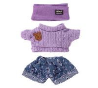 Doll Clothes Set, Adorable Outfits for 17cm Dolls Autumn & Winter Clothing Set Handcrafted Crochet Sweater Pants Hat Costume Accessories Perfect for Toy Dress up & Display (Purple)