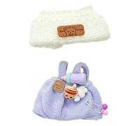 Doll Clothes Set for 17cm Doll, Cute Handcrafted Crochet Clothing Outfit with Accessories - Mini Hat Bag Sweater Bottle, Plush Gifts for 17cm Dolls Collector, Girls, Boys (Purple-bottle)