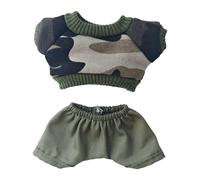Doll Clothes Set for 17cm Dolls, Cute Handcrafted Clothing Outfit-Green Top + Cuffed Short Trousers , Gifts for Dolls Collector, Girls, Boys, 5.9/6.7inches Doll Accessories (2 pcs)