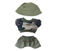 Doll Clothes Set for 17cm Dolls, Cute Handcrafted Clothing Outfit-Green Top + Cuffed Short Trousers , Gifts for Dolls Collector, Girls, Boys, 5.9/6.7inches Doll Accessories (3 pcs)