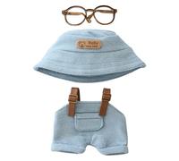 Doll Clothes Set for labubu,Stylish Handcrafted Clothing Outfit with Accessories- Mini Hat Sweater Glasses ,Gifts for 17 cm Labubus/Dolls Collector, Girls Boys (Blue)