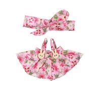 Doll Clothes Set with Flower Bow Bow Hair Band and Strap Skirt for 17cm Luxury Doll Display Dressing Up Accessories