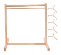 Doll Clothes Storage with 5 Doll Clothes Hangers, 12x12x7" Realistic Wooden Garment Rack Mini Dollhouse Furniture for Room Must-Have Accessories Storage
