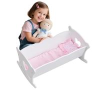 Doll Crib Rocking Cradle Wooden Dolls Cot for 20 Inch/51cm Dolls Bed with Mattress and Pillow - Doll Furniture Accessory - Toys Gifts for Kids Children Play Toy (White)