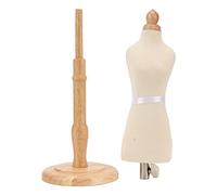 Doll Dress Form Model, Professional Sewing Dress Form, Sturdy Beech Wood Tailor Form with Round Wooden Base, Mini Dress Display for Fashion Designers and Clothing Patterns