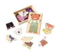 Doll Dress Up Animal,Learn To Dress Toy - Wooden Educational Board Puzzles Match Play Outfits for Kids Classroom Preschool Pretend Play Travel Birthday Christmas