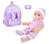Doll Educational Role Play Game Toys 30cm Toddler Girl Born Doll with Flower Backpack Carrier and Accessories for Imaginative Play